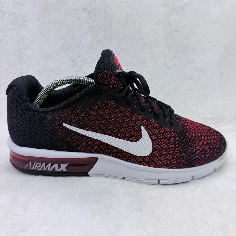 Nike Air Max Sequent 2 Mens Running Sneakers Black White Red Size 10